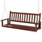 Wooden Outdoor Porch Swing with Slatted Backrest and Ergonomic Curved Seat